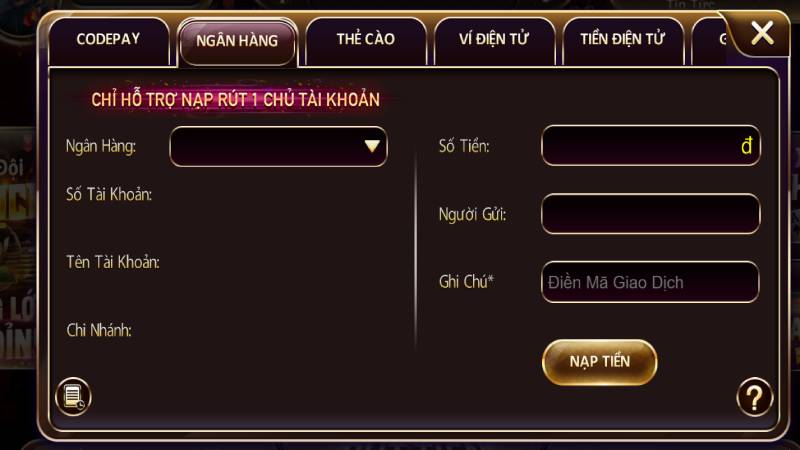 Nạp tiền Splay dễ dàng qua ngân hàng